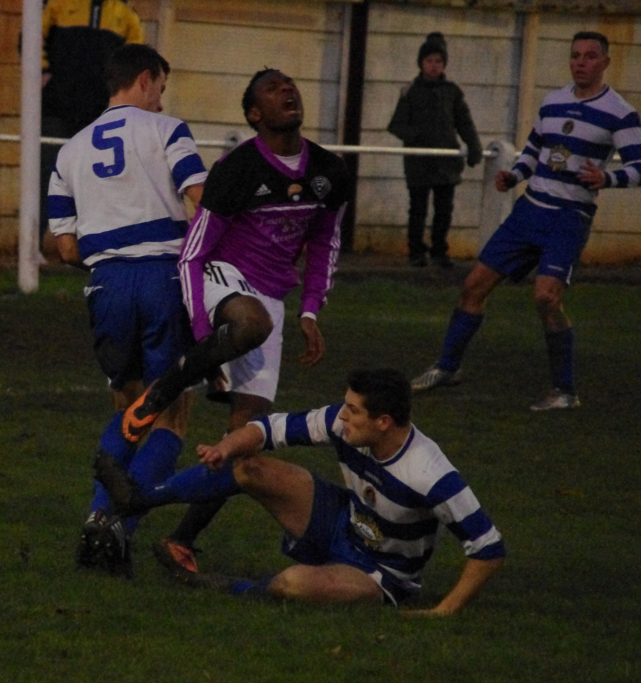 The challenge on C J Lyle that saw a penalty given