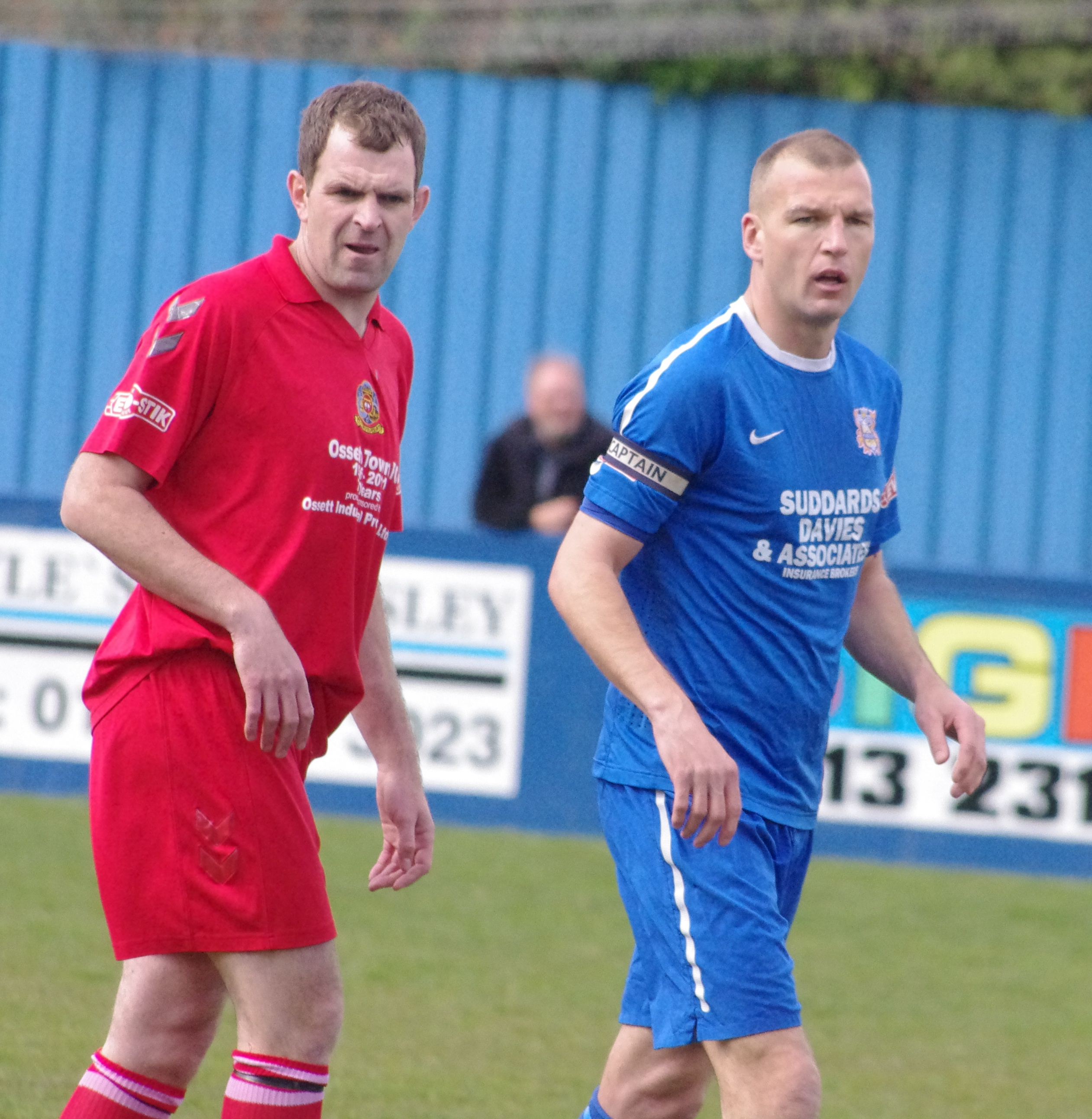 Lee Connor (right) came out of retirement to help Ossett Town out on Saturday at his former club Farsley AFC