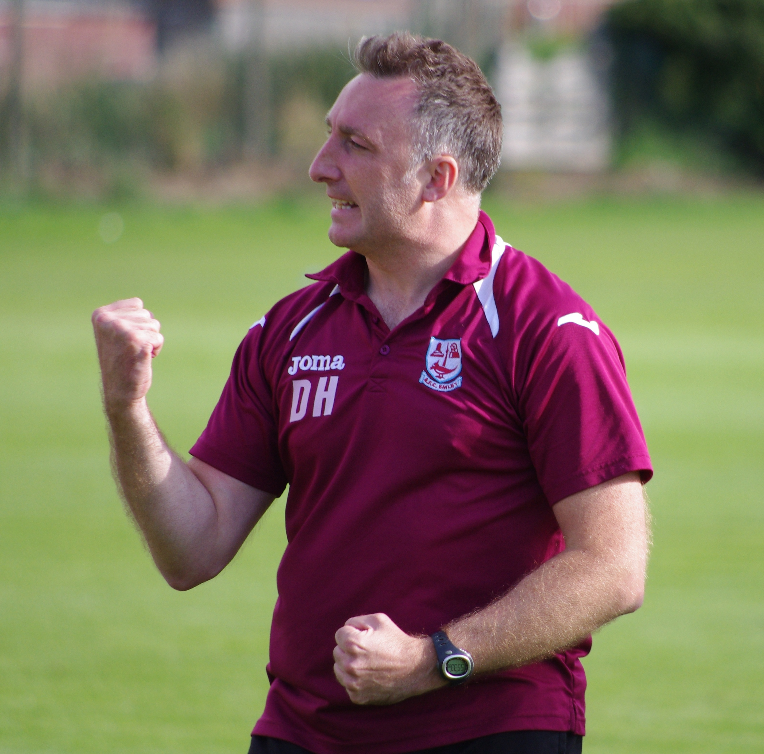 Get in there: Darren Hepworth's AFC Emley have won the Team of the Weekend vote for their incredible 3-2 victory over Shaw Lane Aquaforce