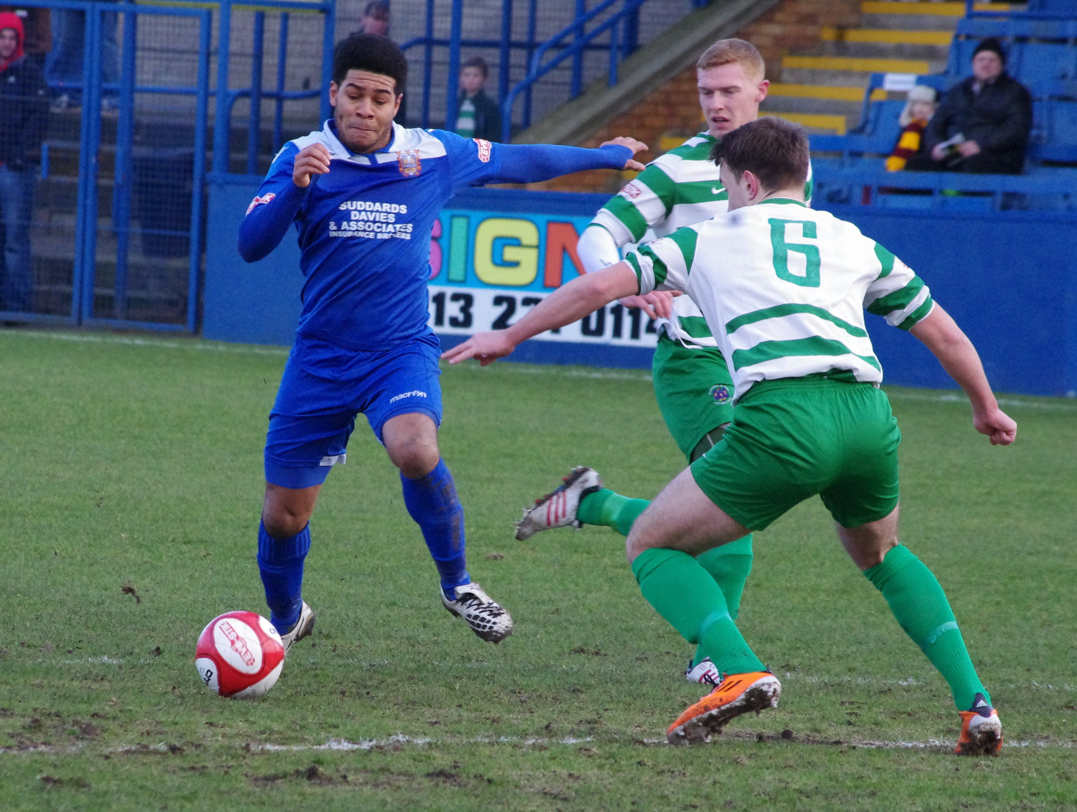 Lee Ellington prepares to pull the trigger for Farsley's opening goal