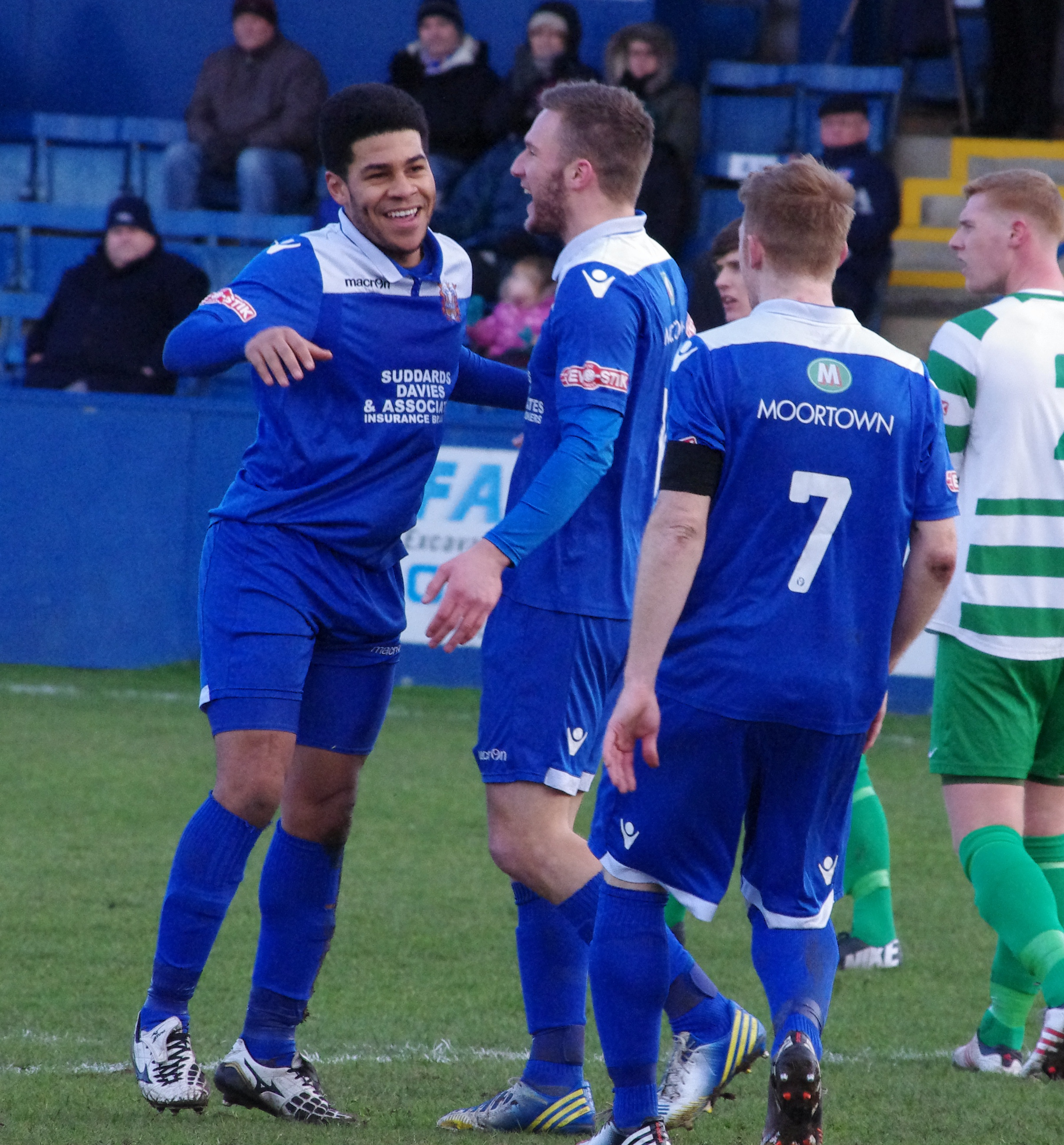 Lee Ellington celebrates opening the scoring for Farsley AFC in the 2-2 draw with Northwich Victoria