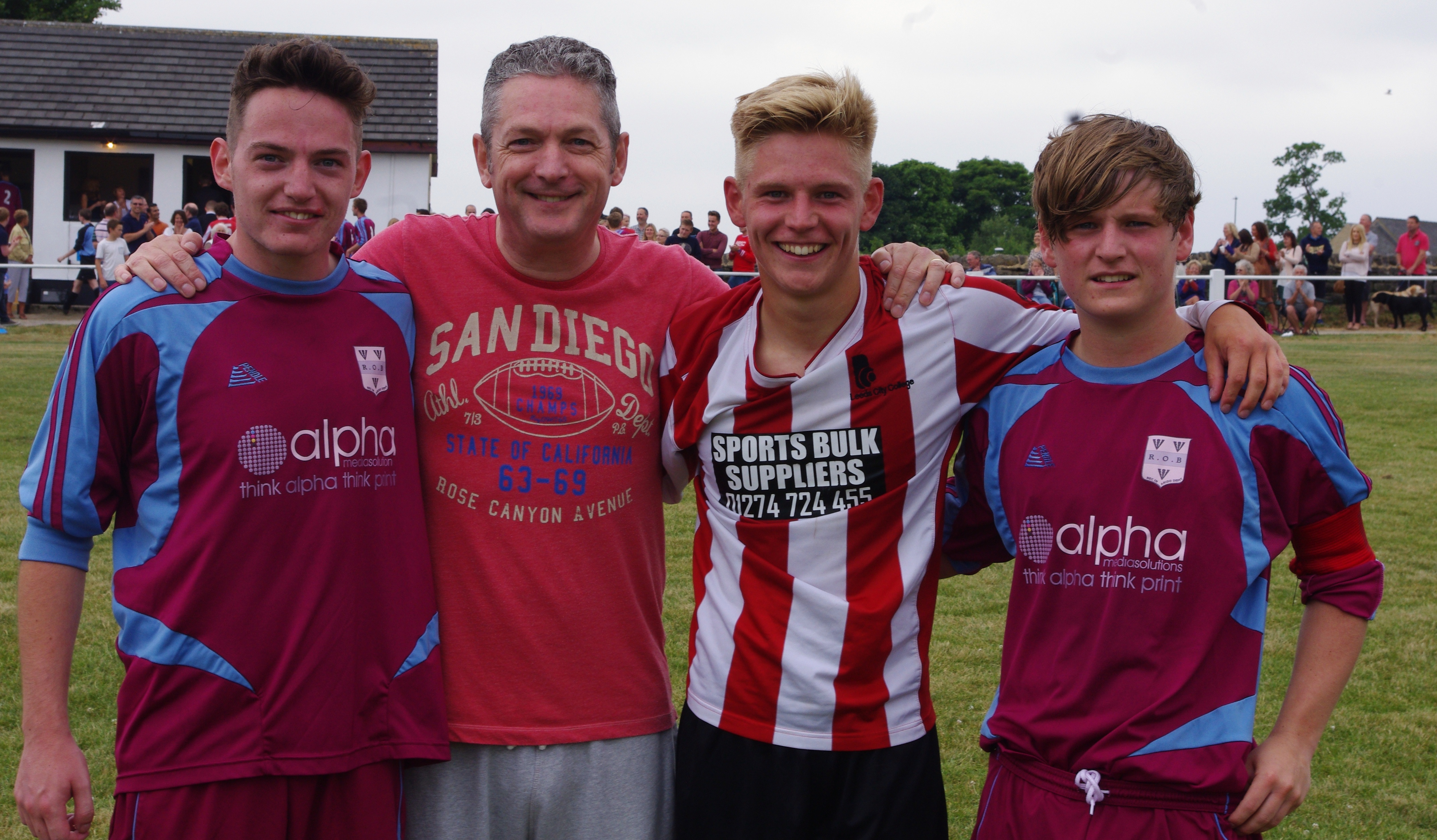 Oliver, dad Bob, Lewis and James Nightingale at last year's annual charity football match