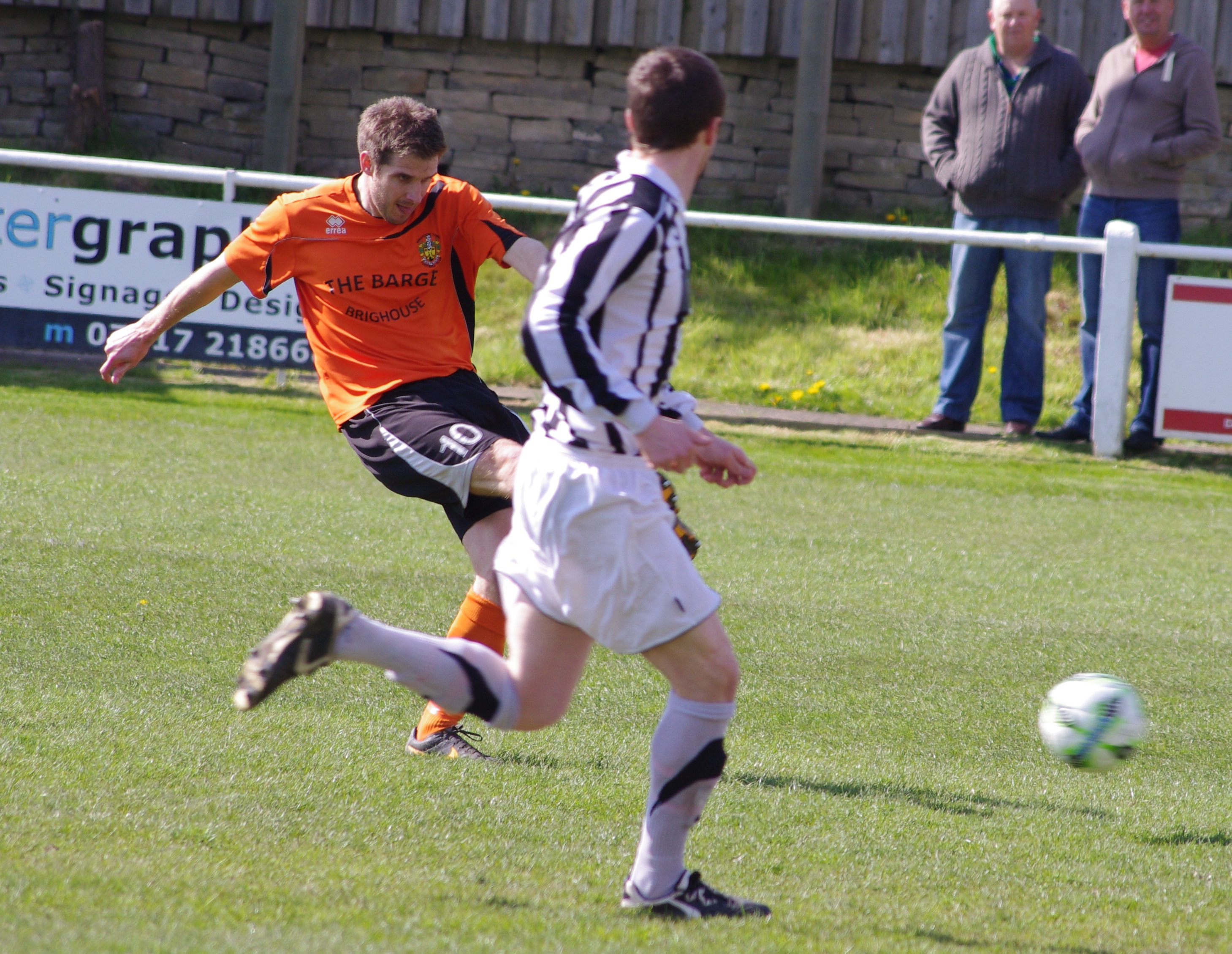 Tom Matthews put Brighouse ahead against Retford and sets them on their way to the Evo Stik Division One North
