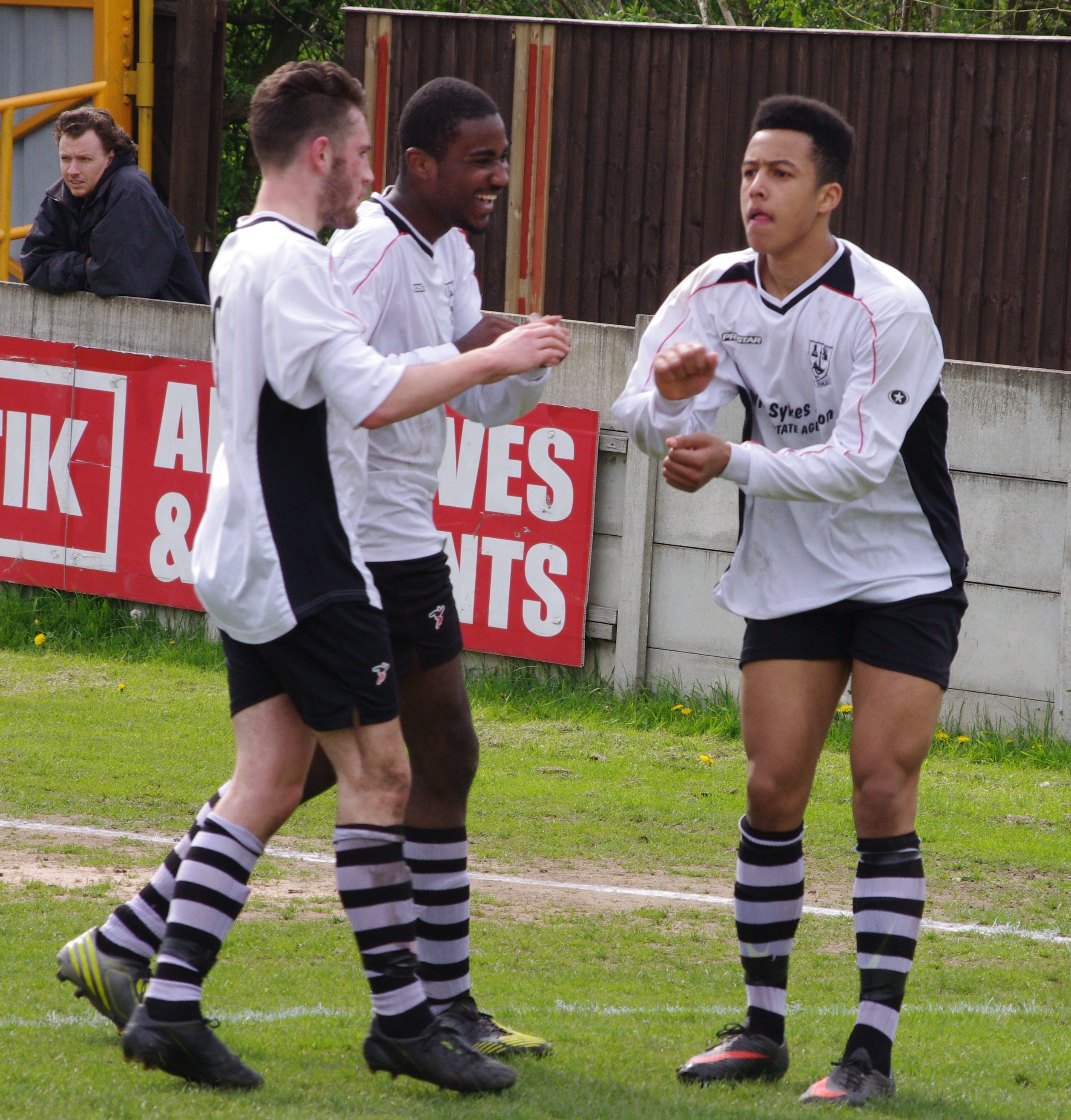 Ruben Jerome celebrates doubling AFC Emley's lead in the 3-1 win over Gainsborough Trinity