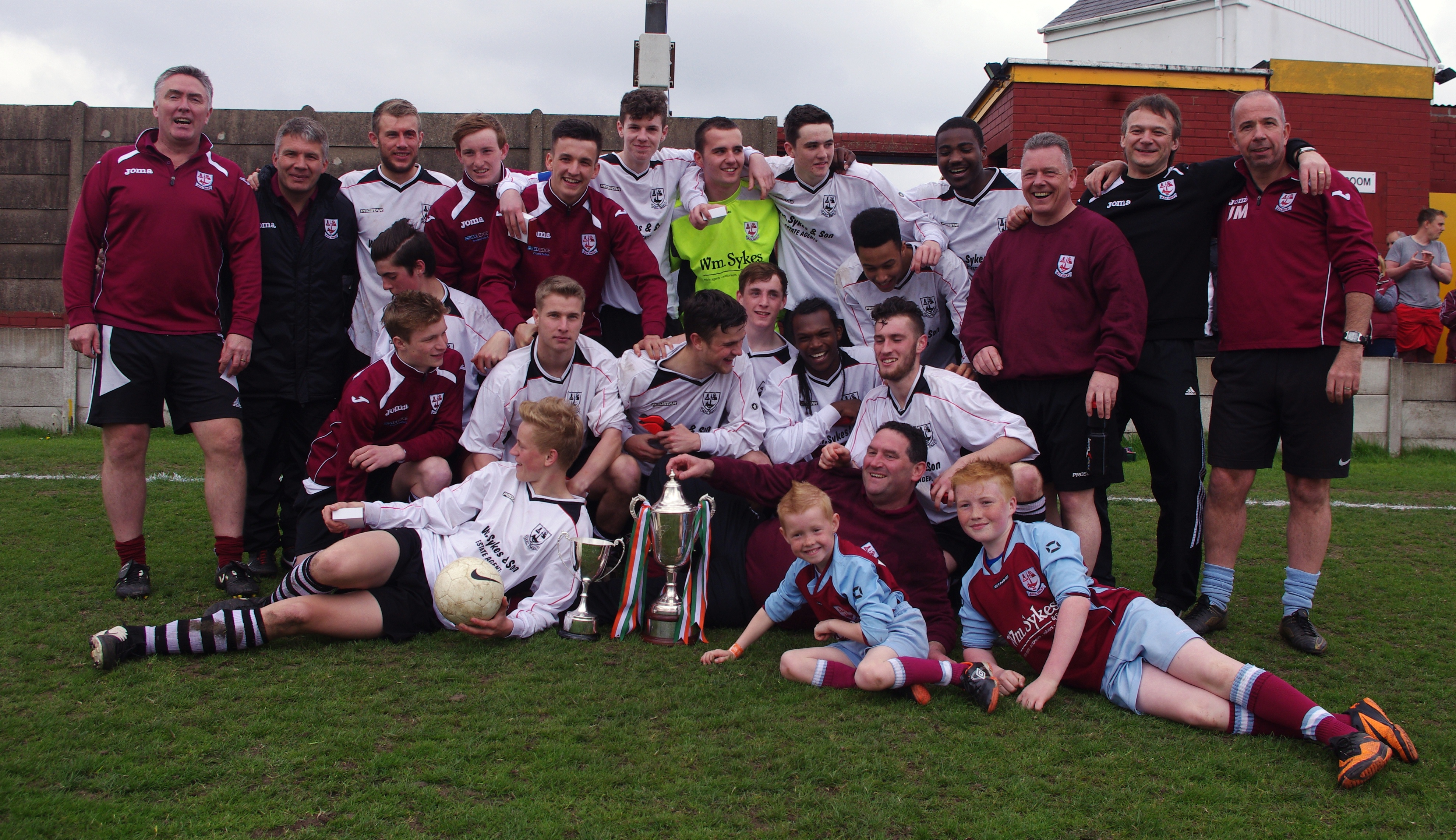 AFC Emley under 19s celebrate winning the Pat Rice Trophy