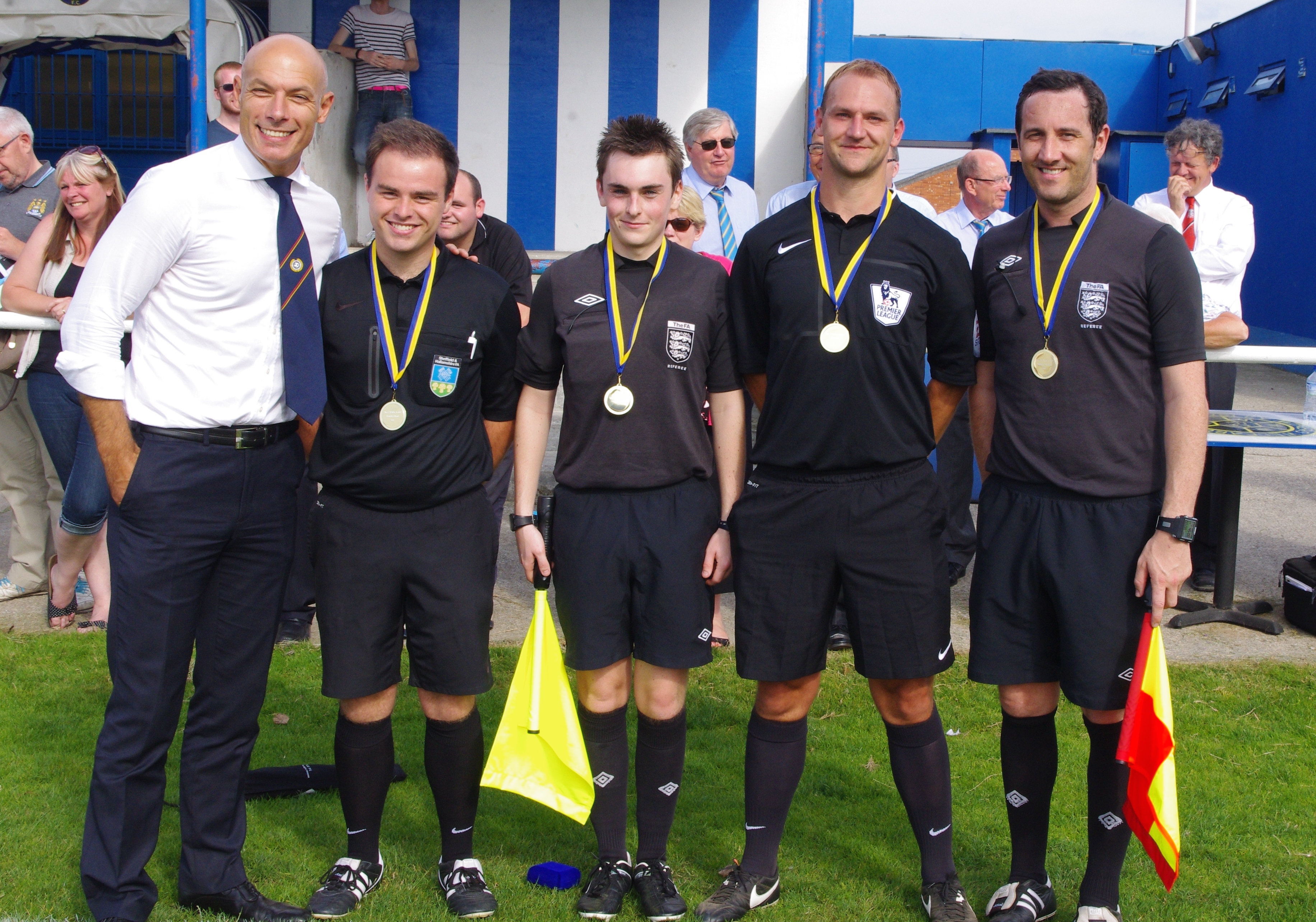 World Cup referee Howard Webb with the match officials after the game