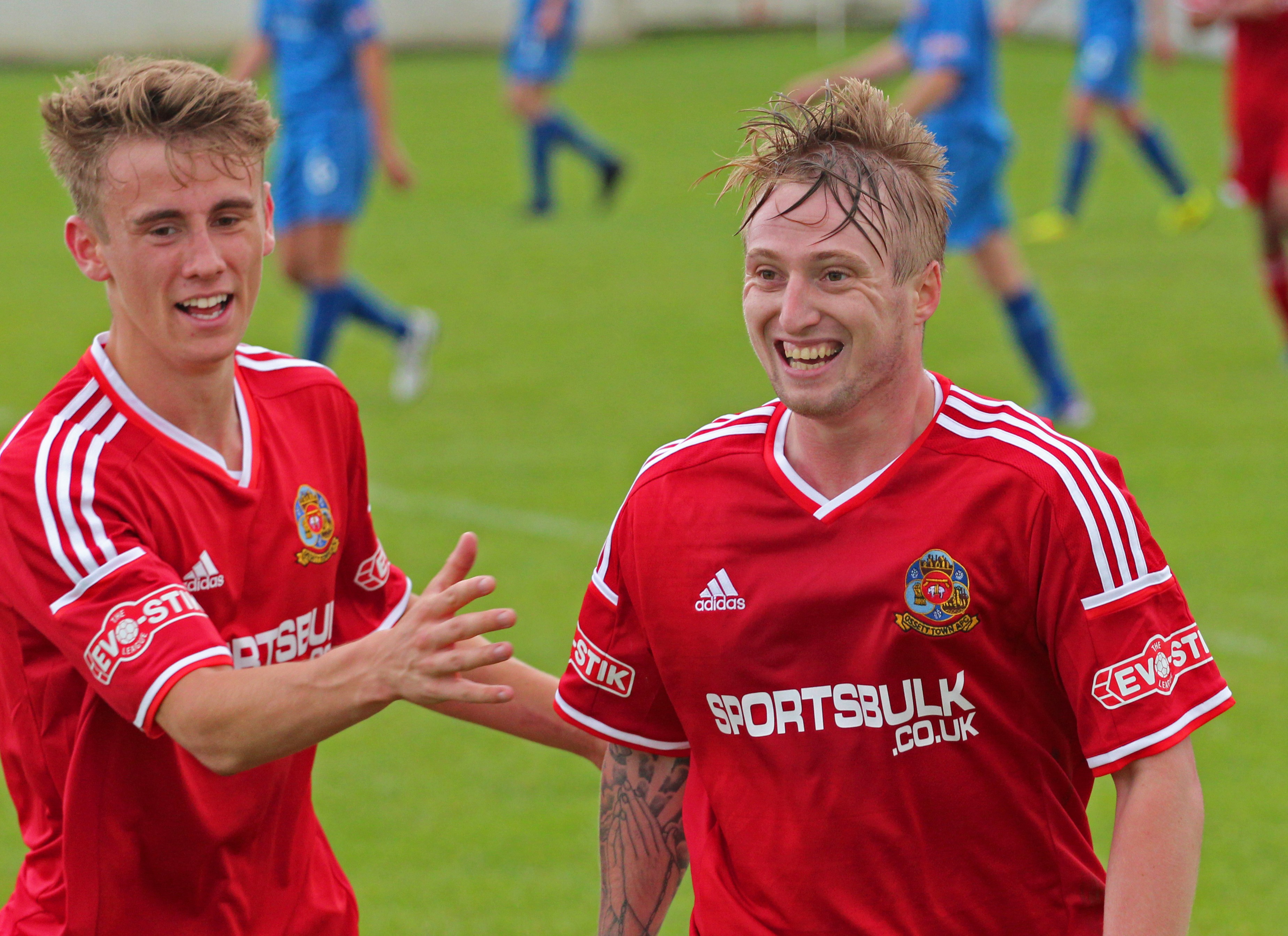 Chris Ovington looks delighted after scoring the winner for Ossett Town. Picture: Mark Gledhill