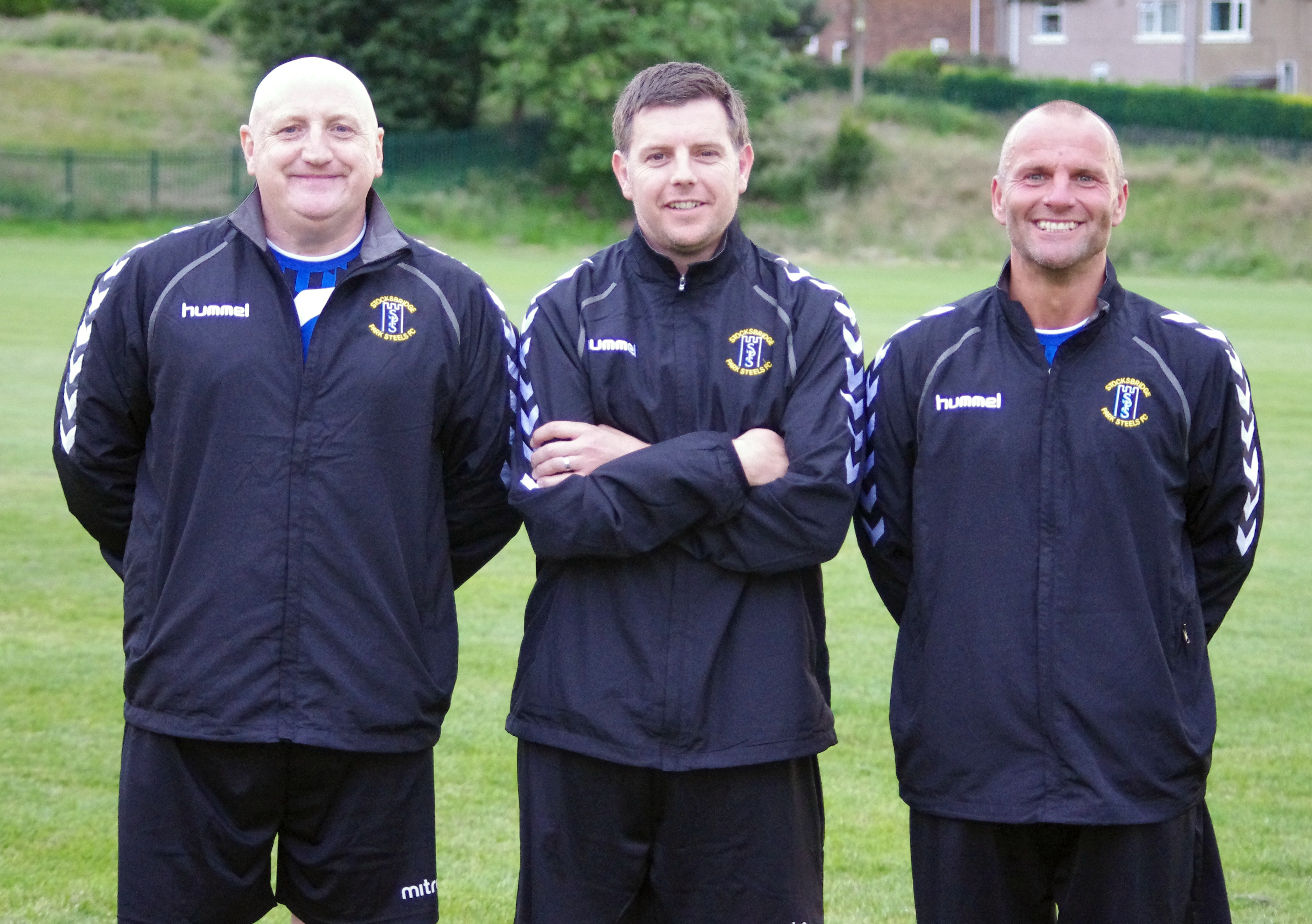 The Three Musketeers: physio Shaun Handisides, manager Chris Hilton and assistant Mark 'Willy' Wilson