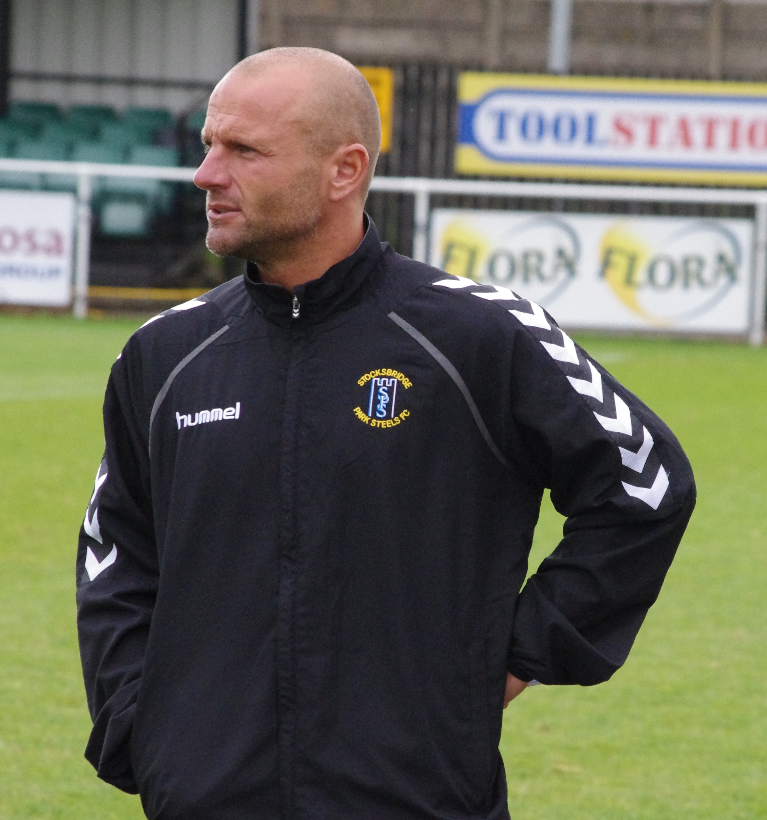 Mark Wilson stood on the side-lines at Handsworth during Stocksbridge's recent 3-0 defeat