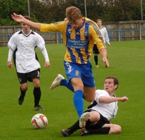 Nick Black's progress is halted in Garforth Town's 2-2 draw with Nostell 