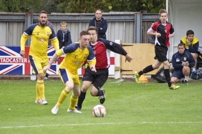 Liam Ormsby looks to set an attack going for Tadcaster Albion in their 3-0 win over Liversedge. Picture: Ian Parker