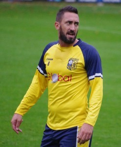 Jonathan Greening in action for Tadcaster Albion against Maltby Main