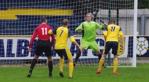 Josh Greening heads Tadcaster in front on 40 minutes