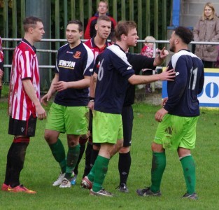 Worsbrough striker Brad Kerr looks on after being shown the red card