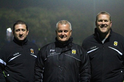 Welcome aboard: Handsworth Parramore chairman Pete Whitehead (centre) welcomes Peter Duffield (left) and Mick Godber (right)