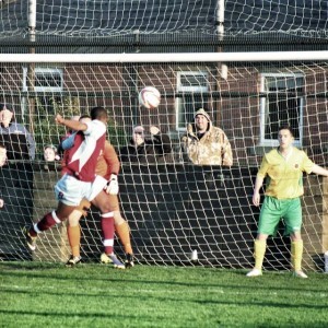 Doran Jordan puts AFC Emley ahead with a rare header
