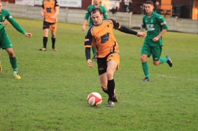 Ossett Albion goal-scorer Adam Muller in action against Burscough. Picture: Adam Hirst