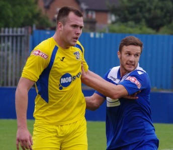 New Goole signing Danny South, left, in action for Frickley Athletic