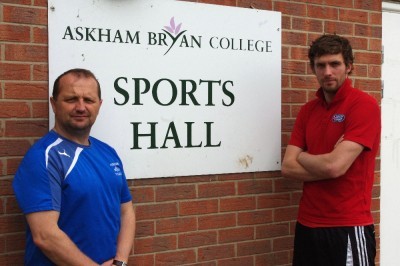 Matt Heath works alongside Billy Miller (left) and fellow Harrogate Railway player Rob Youhill at Askham Bryan College