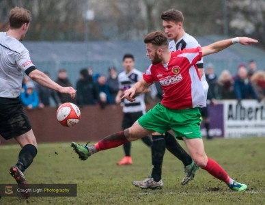 Fatlum Ibrahimi scored a 25-yard wonder goal in Harrogate's 5-1 home defeat to Darlington 1883. Photo: Caught Light Photography 