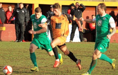 Connor Bower scored the winning penalty in Ossett Albion's 1-0 win over Radcliffe Borough