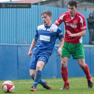 Lewis Nightingale opened the scoring for Farsley AFC. Photo: Caught Light Photography