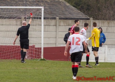 Nick Wood is sent off. Picture: Mark Gledhill
