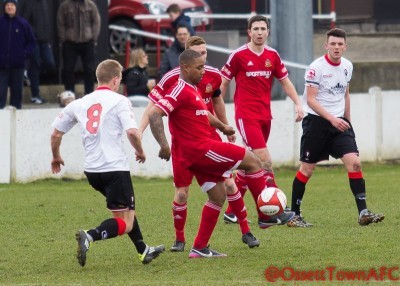 Sanchez Payne in action for Ossett Town during the 3-0 defeat to Salford. Picture: Mark Gledhill