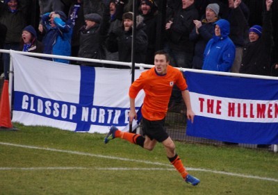 Kieran Lugsden celebrates after drawing the scores level at 1-1