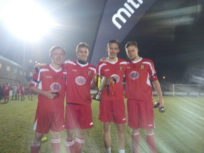Handsworth under 18s A team captain Ollie May (left) with his team-mates Will Eades, Jed Phillips and Kyle Lilley