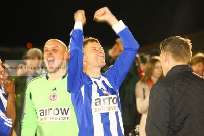 Shane Kelsey celebrates winning the Toolstation NCEL Premier Division. Picture: White Rose Photos
