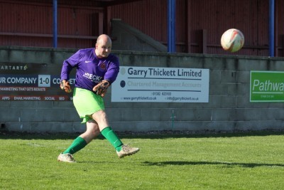 Selby Town manager Dave Ricardo had to take over in goal during their 2-1 win at AFC Emley. Ricardo kept a clean sheet.