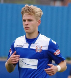 Lewis Nightingale in action for Farsley AFC earlier this season