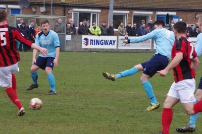 Barton Town Old Boys had plenty of chances in the 3-0 defeat to local rivals Cleethorpes Town