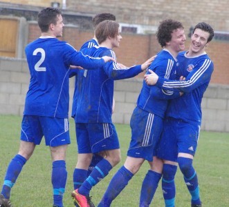 Jack Start celebrates his equalising goal for Winterton Rangers in the 1-1 draw with Yorkshire Amateur