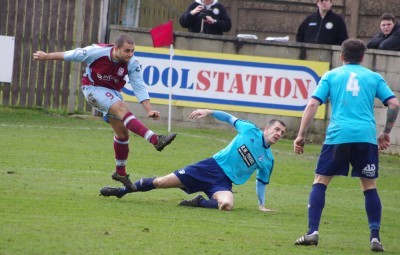 Ash Flynn tried to chip his late penalty and it badly backfired on a bad morning for Emley