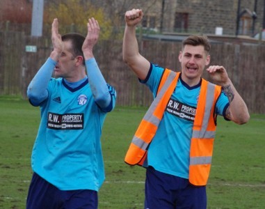 Hemsworth captain Jason Yates leads the celebrations at the end
