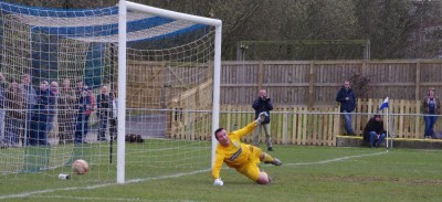 Jason Fisher was unable to prevent Sam Denton's free kick from entering the net