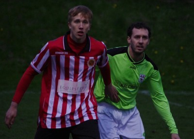 Liam Owen (left) was sent off after questioning the referee's integrity 