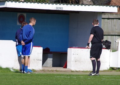 Nick Handley looks on shocked after Lincoln Moorlands lose their only match-ball after just five minutes which led to a long delay