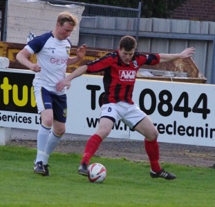 Cleethorpes captain Darren Hanslip controls the ball