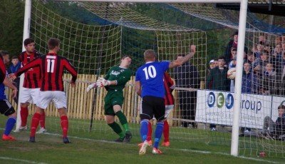 How the party started: Liam Higton can't stop the opening goal