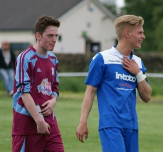 Farsley Celtic midfielder Lewis Nightingale (right) and one his brothers Oliver, right, during last year's match