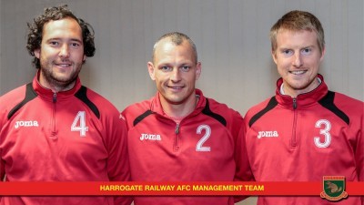 Harrogate Railway boss Lee Ashforth with new assistant Simon Wood (right) and head of development Steve Grime (left). Photo: Caught Light Photography