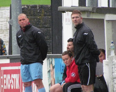 Bryan Hughes (right) and Paul Foot (left) have persuaded Alex Peterson to sign for Scarborough