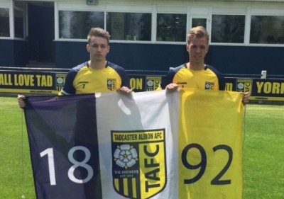 Adam Baker (left) and Jordan Armstrong (right) have signed for Tadcaster, along with goalkeeper Gary Stevens