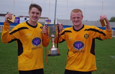 Sam Smith (left) scored the winning penalty in the NCEL League Cup final for Handsworth