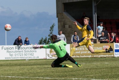 Josh Barrett goes close for Tadcaster at Scarborough. Picture: Ian Parker 