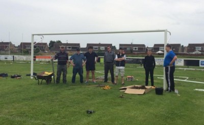 The goalposts are now up Haworth Park - the new home of Hall Road Rangers
