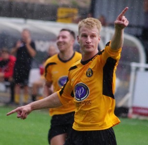 Alex Rippon celebrates scoring Handsworth's fifth goal in the 5-0 victory over Nostell